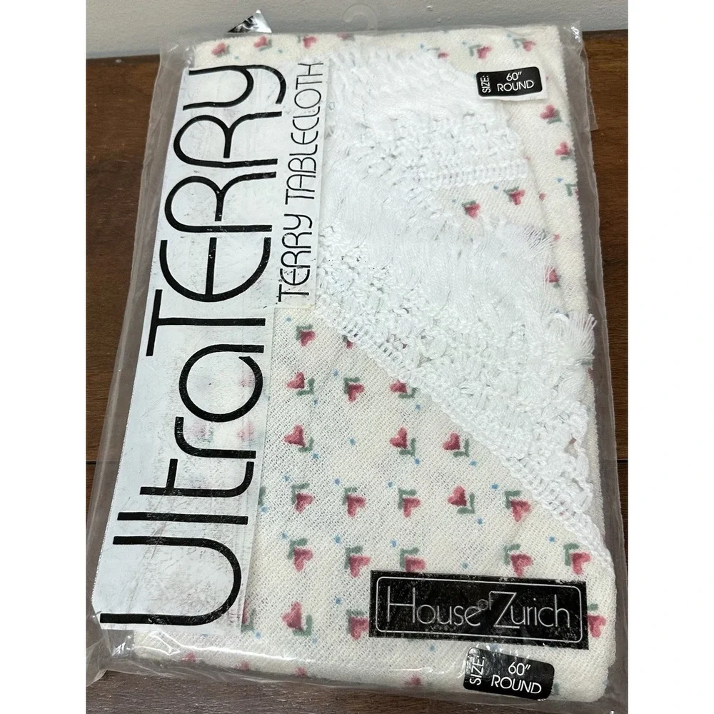 Vtg Retro Dainty Floral Fringe Terry Cloth Cotton 60